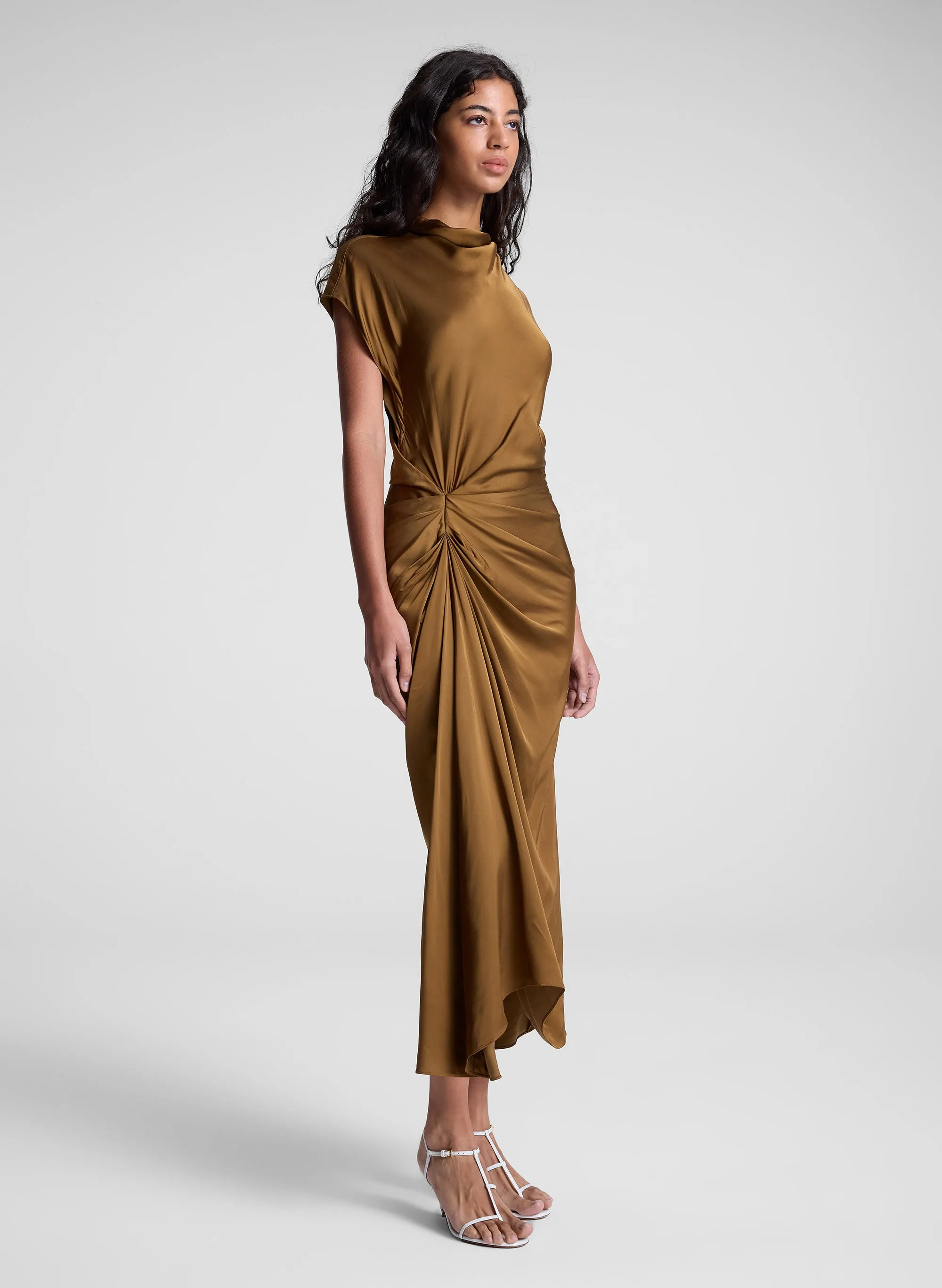 Alma Satin Midi Dress