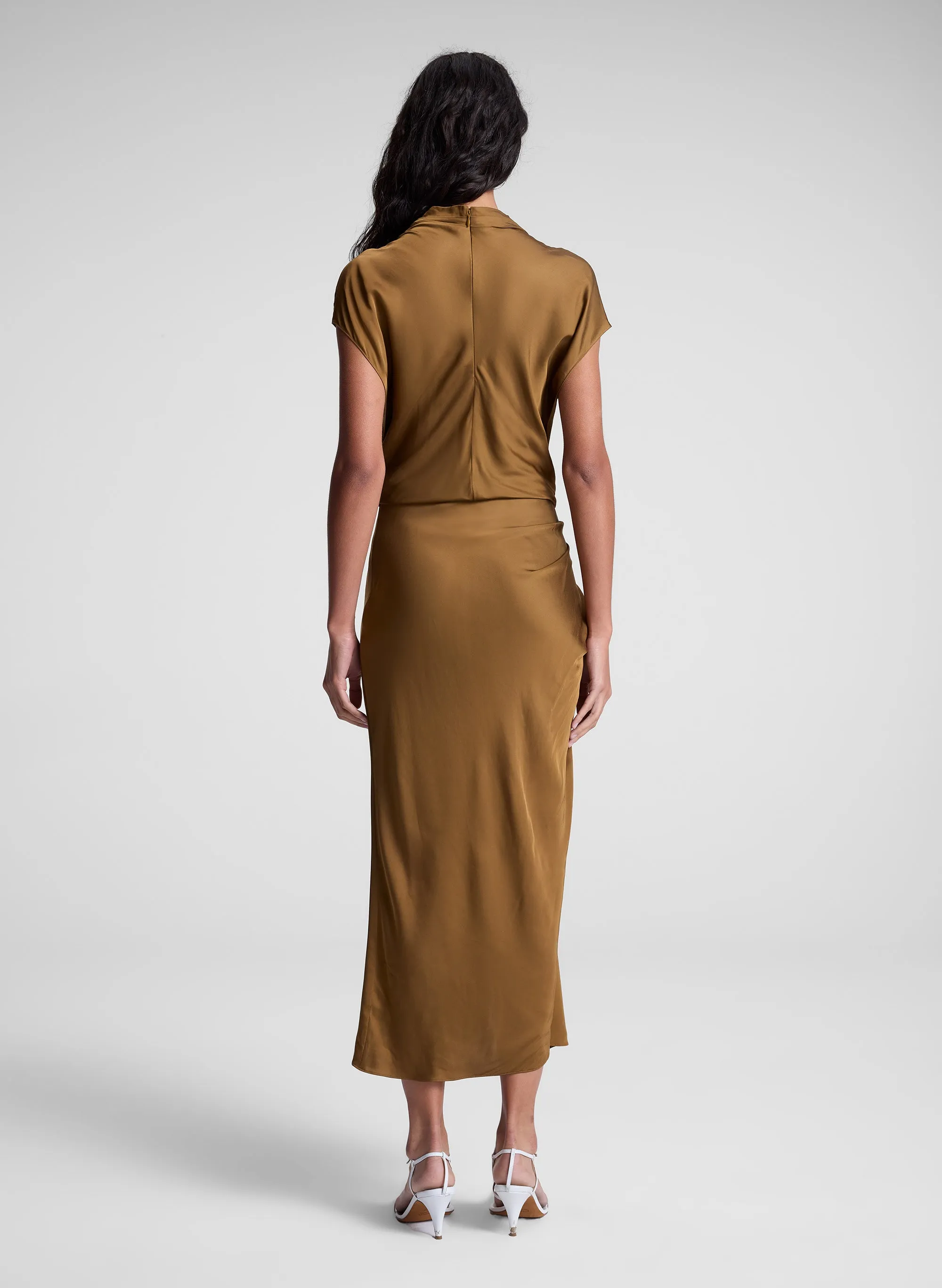 Alma Satin Midi Dress