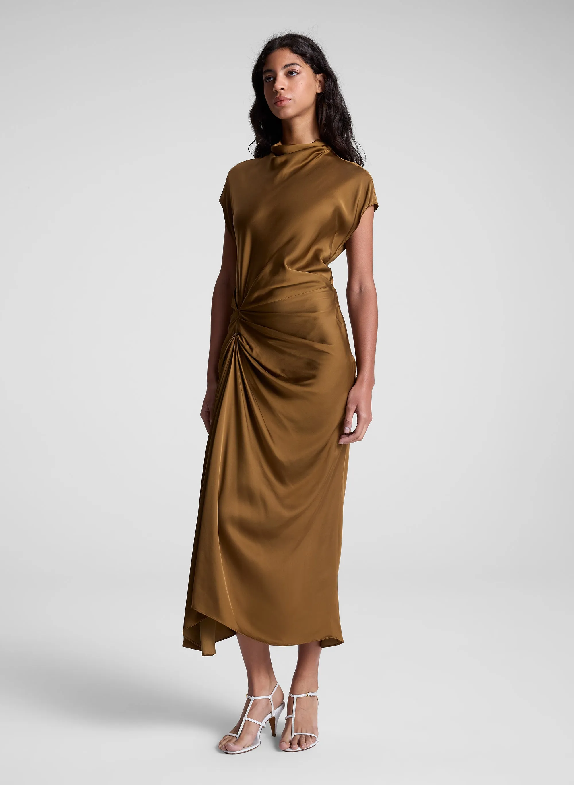 Alma Satin Midi Dress