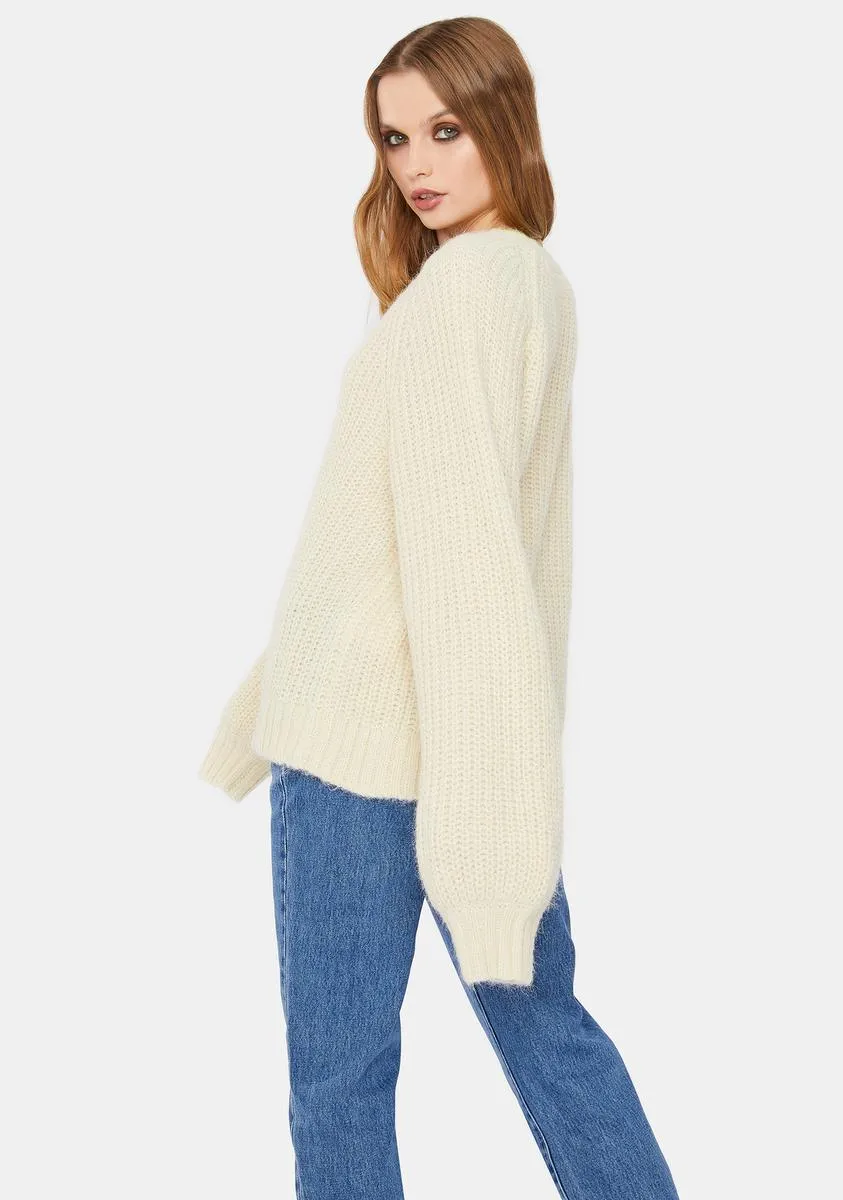 Almond Milk Ava Cable Knit Sweater