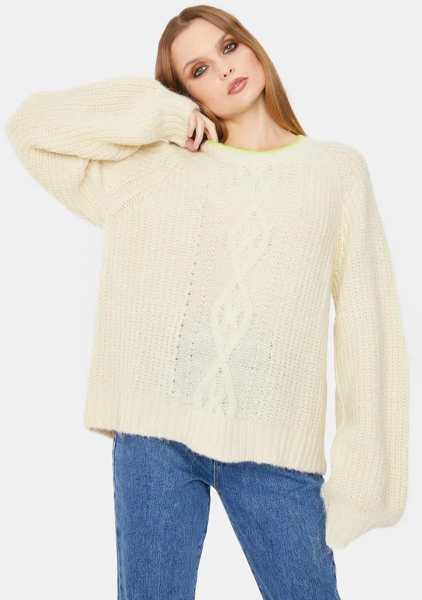 Almond Milk Ava Cable Knit Sweater