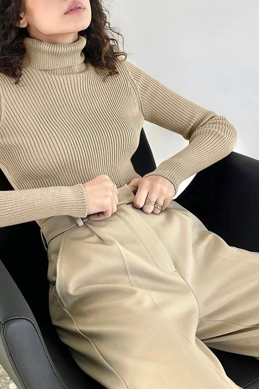 Basic Mock Neck Ribbed Sweaters for Women Cute Sexy Knitted Autumn Winter Warm Fitted Fashion Pullover Sweater