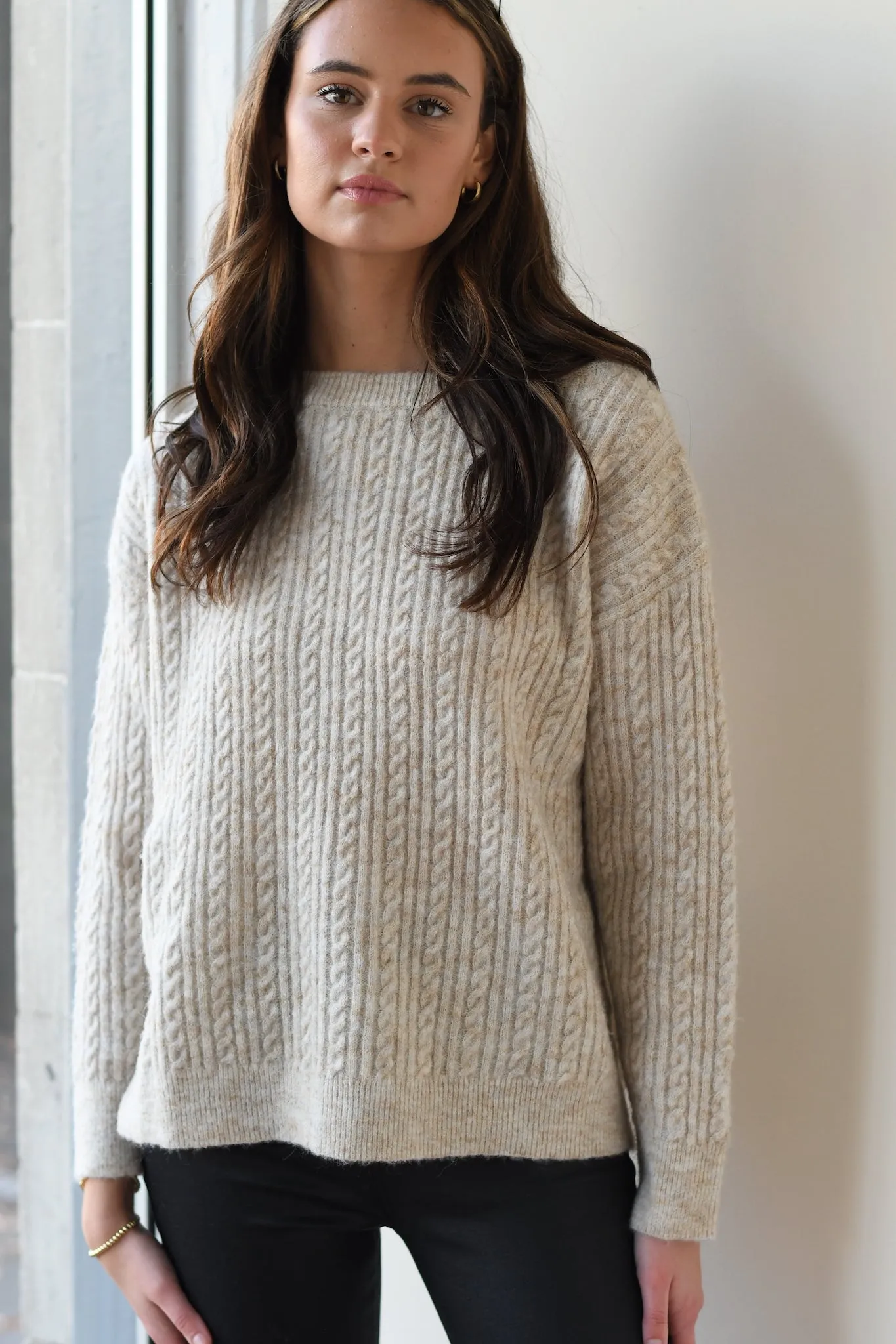 Beige Cable Sweater