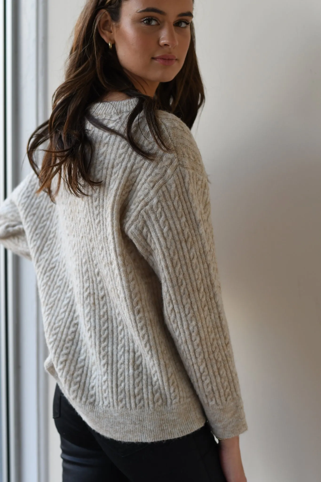 Beige Cable Sweater