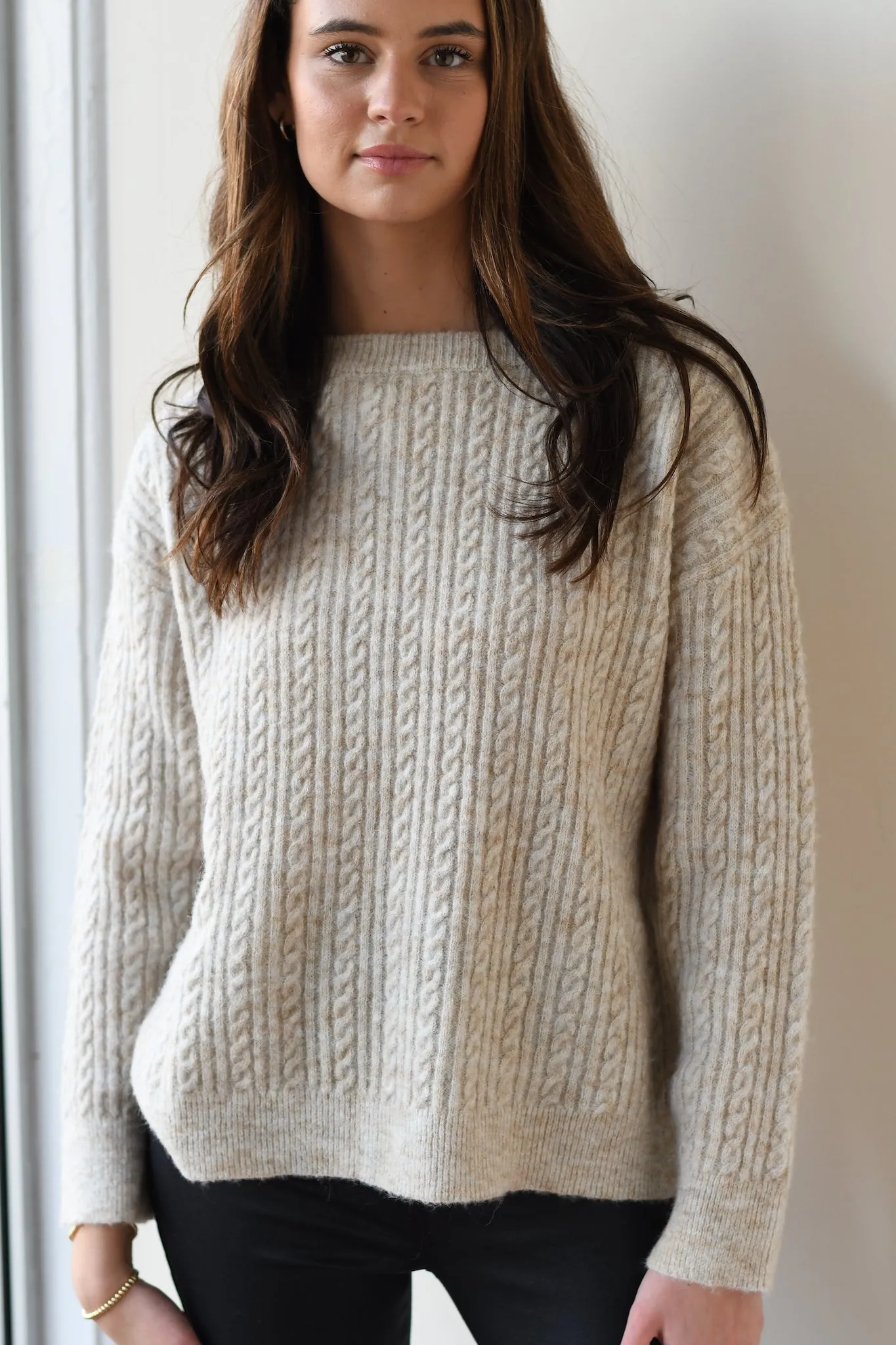 Beige Cable Sweater