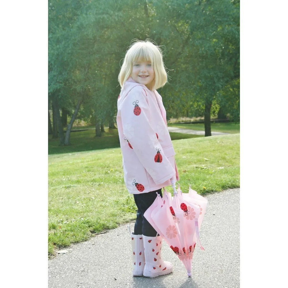 Big Girls Pink Lady Bug Rain Coat 8-10