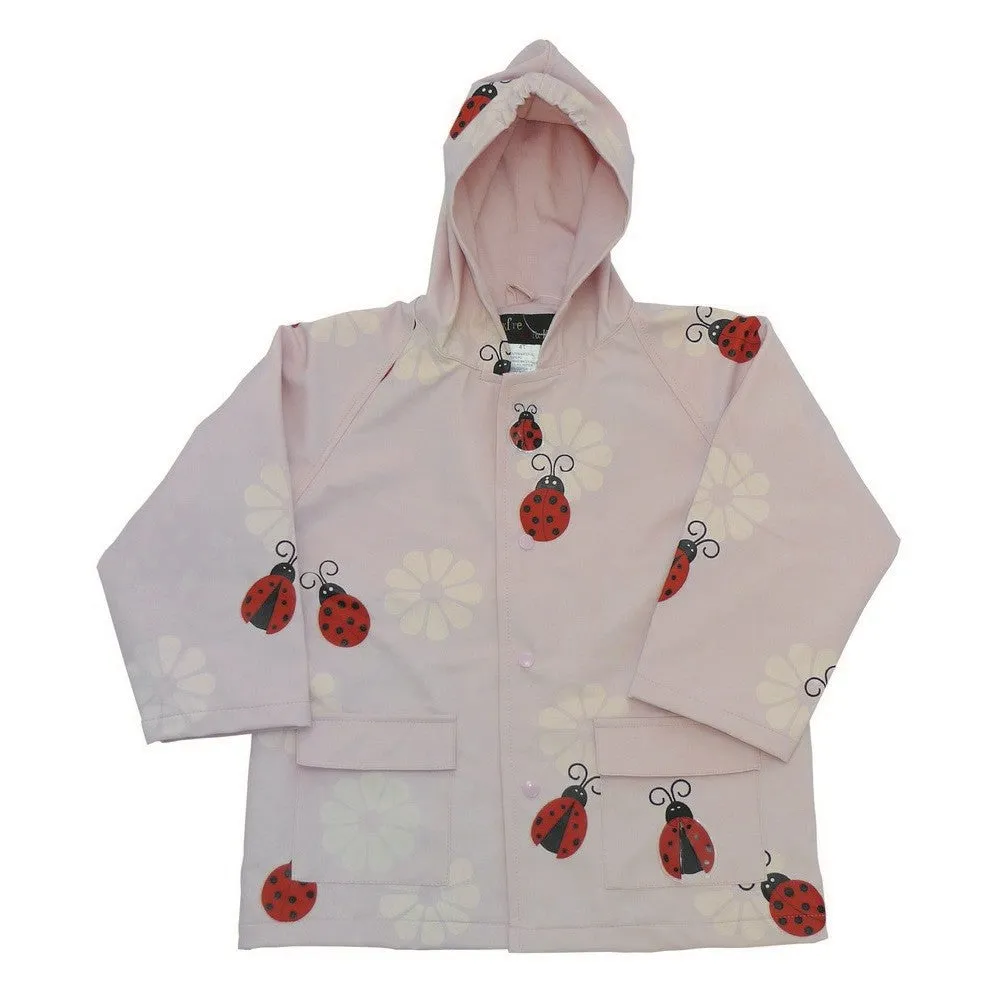 Big Girls Pink Lady Bug Rain Coat 8-10