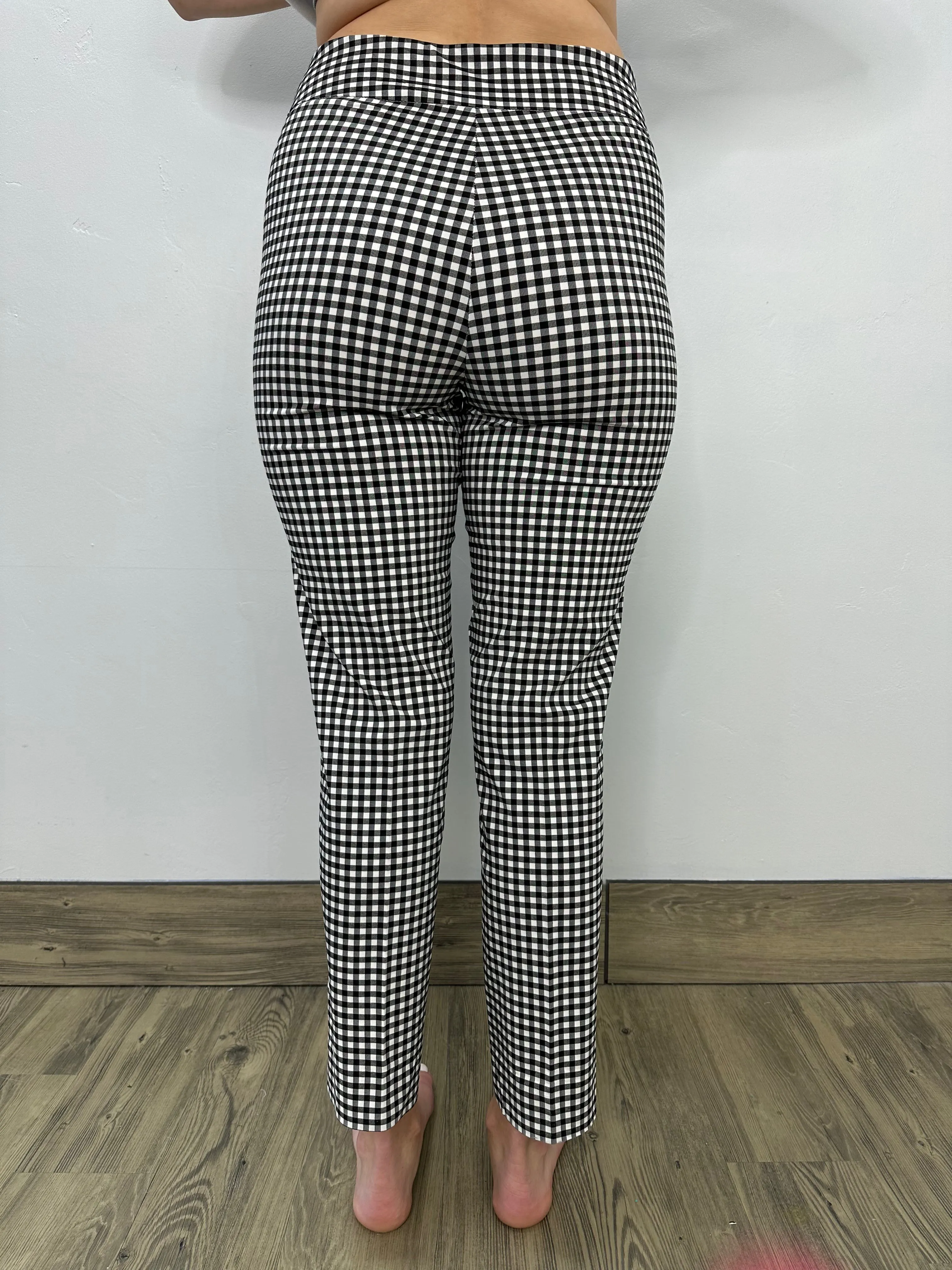 Black and White Gingham Full Length Pants