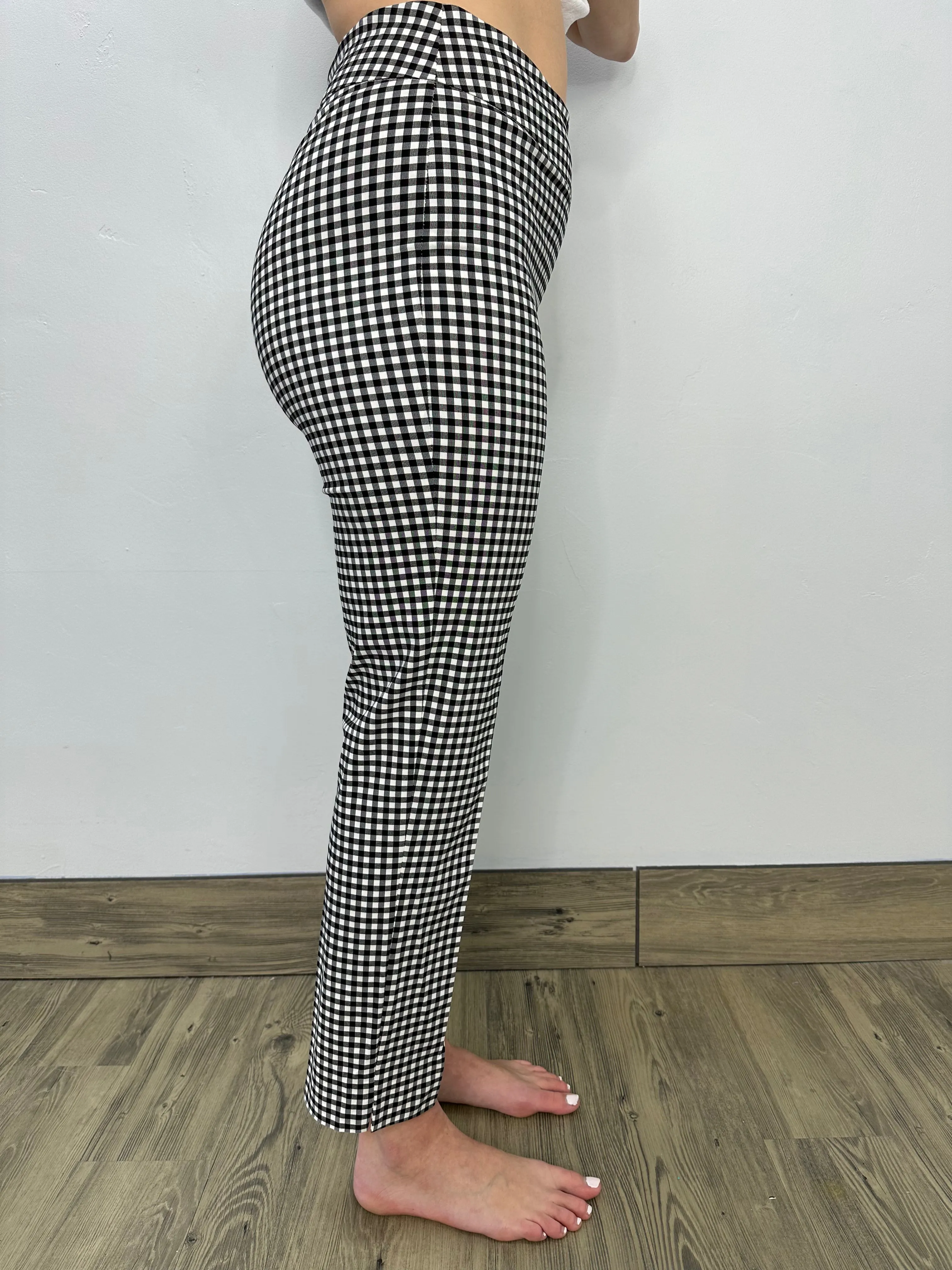 Black and White Gingham Full Length Pants