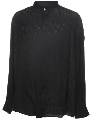 Black Patterned Long-Sleeve Shirt - XL