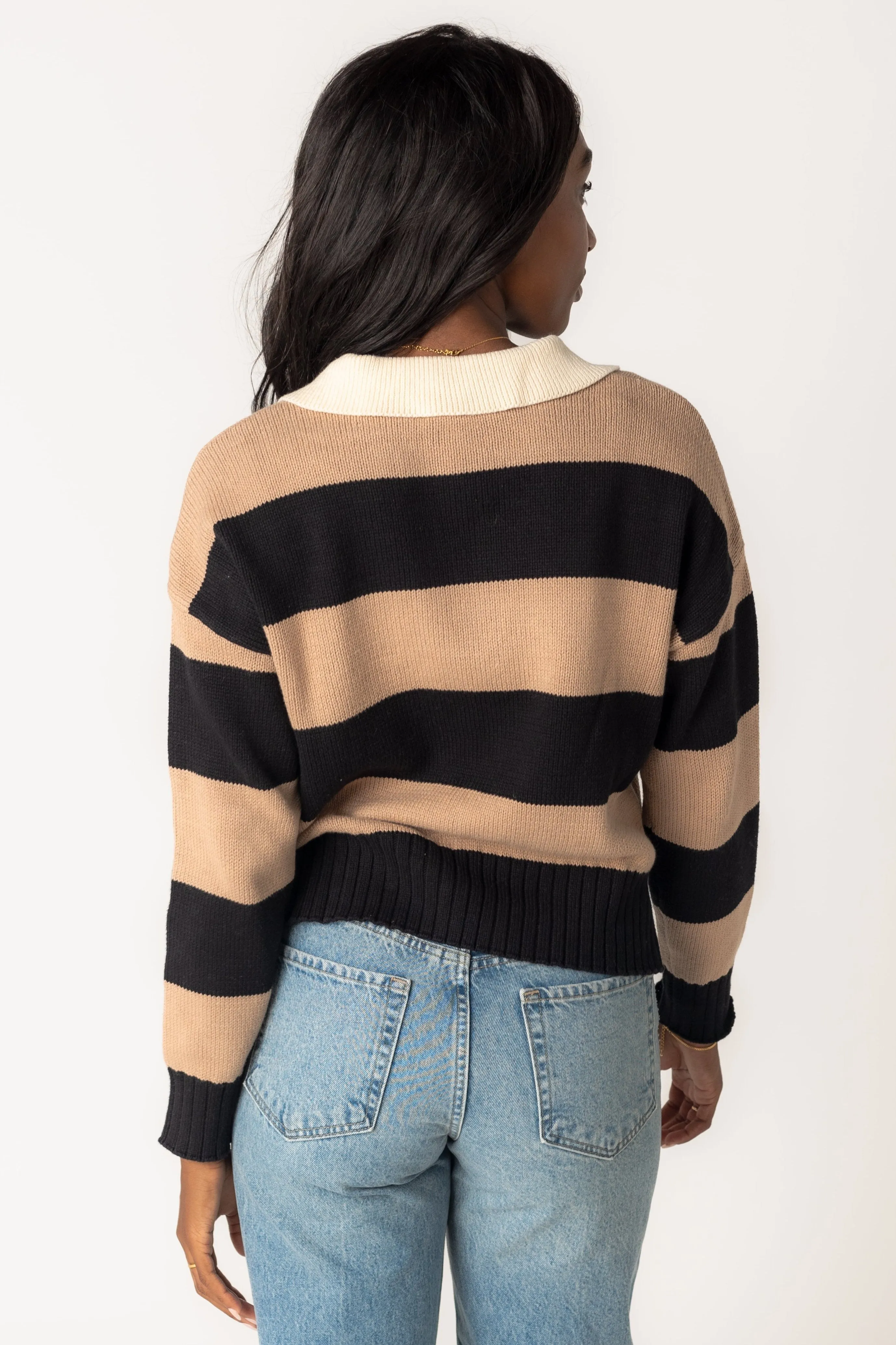 Brianna Stripe Collared Knit Sweater