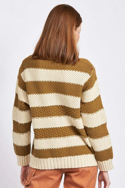 Brown Purple Striped & Oversized Sweater