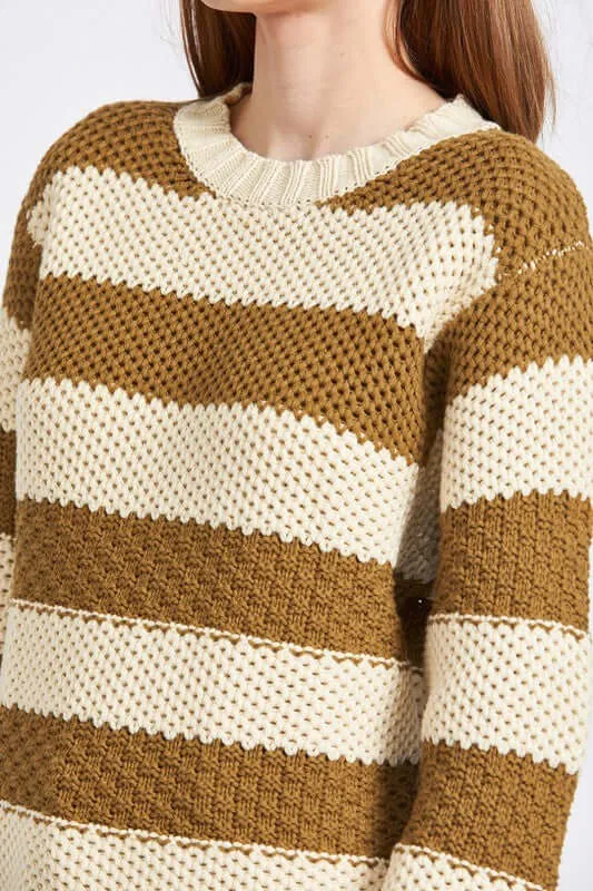 Brown Purple Striped & Oversized Sweater