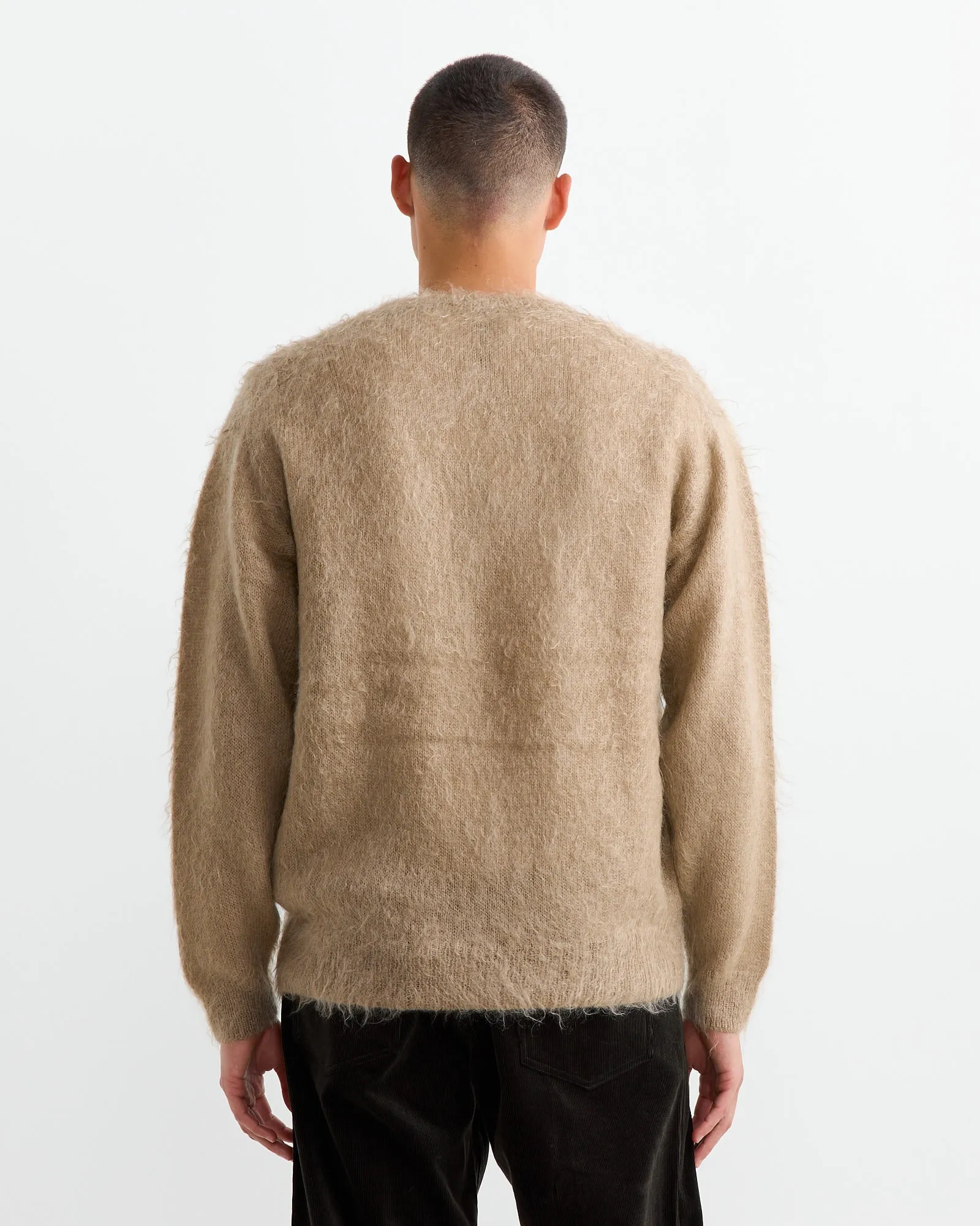 Brushed Mohair Pullover in Grey Beige