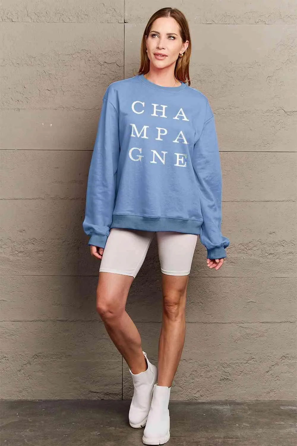 Chic Ivory Elegance Long Sleeve Cotton-Polyester Sweater