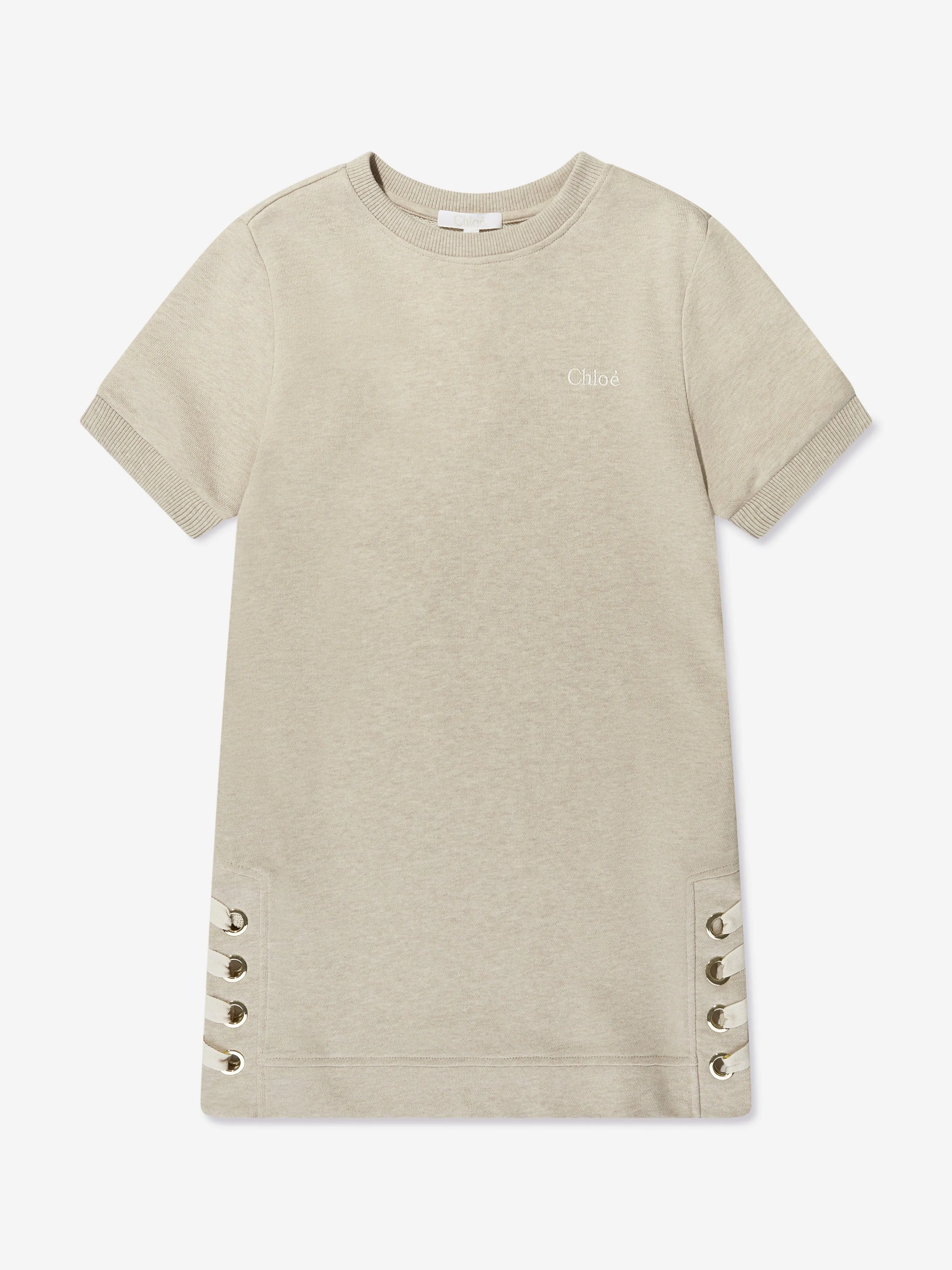 Chloé Girls Fleece Lacing Dress in Beige