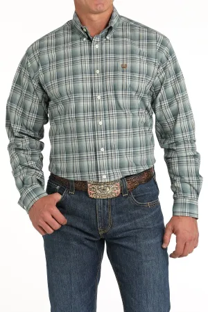 Cinch Men's Green Plaid Button Down Western Shirt MTW1105813