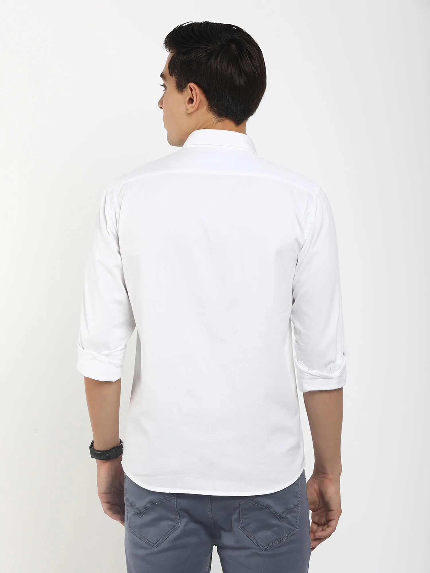 Classic Mens Solid White Formal Shirt (GBMNR 3005)