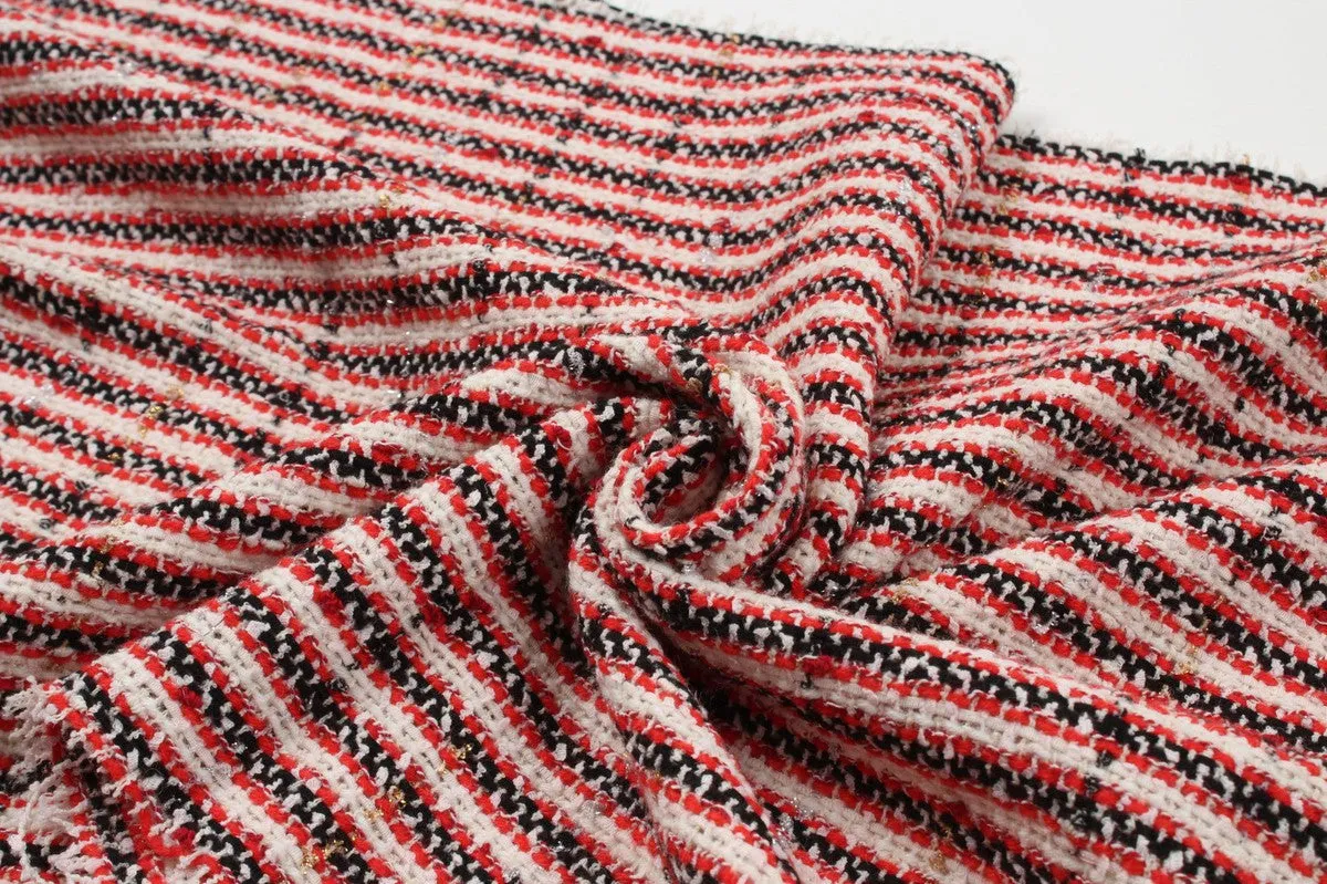 Cotton Blend Tweed with Lurex - Multicolor Stripes