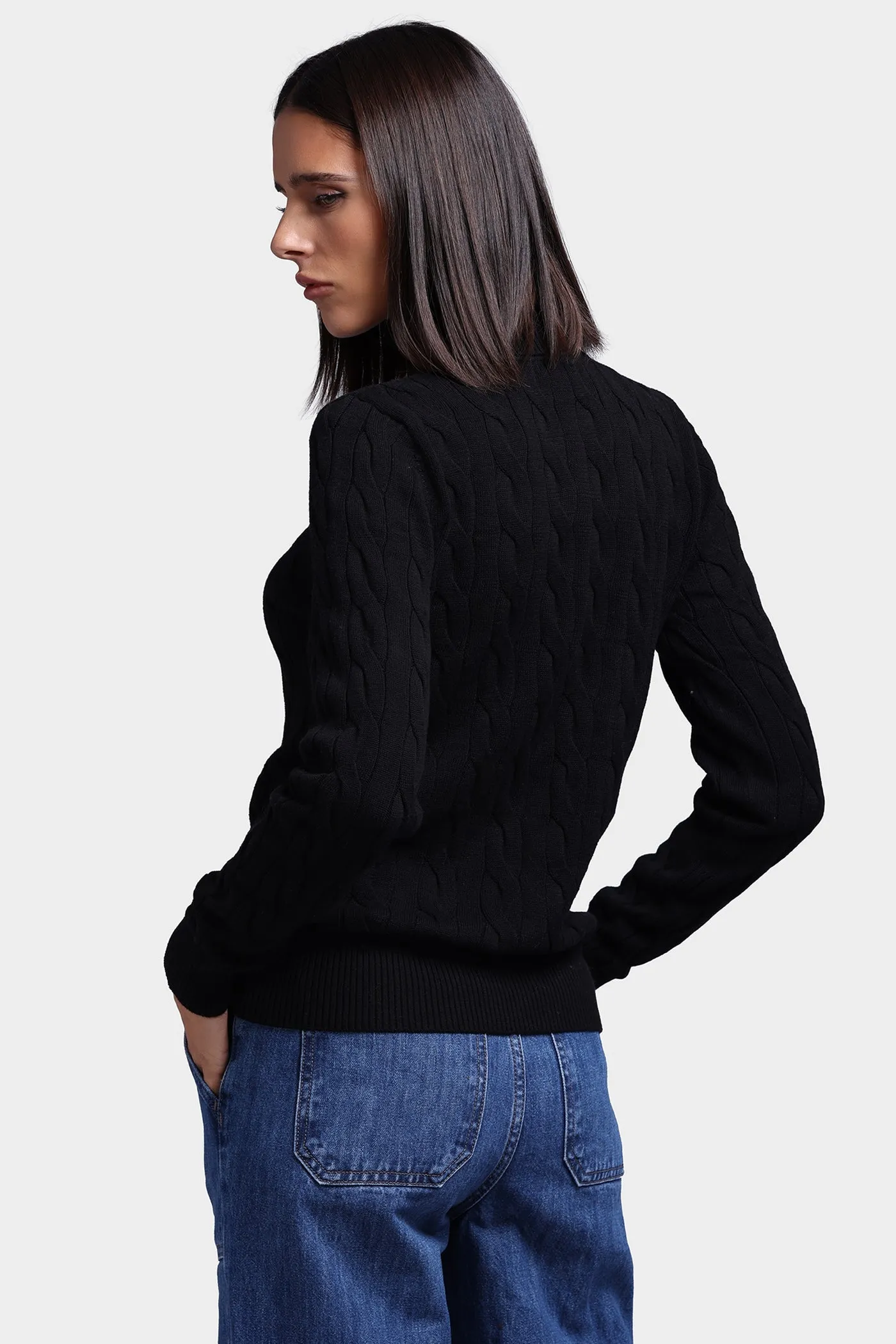 Cotton Cable Long Sleeve Turtleneck