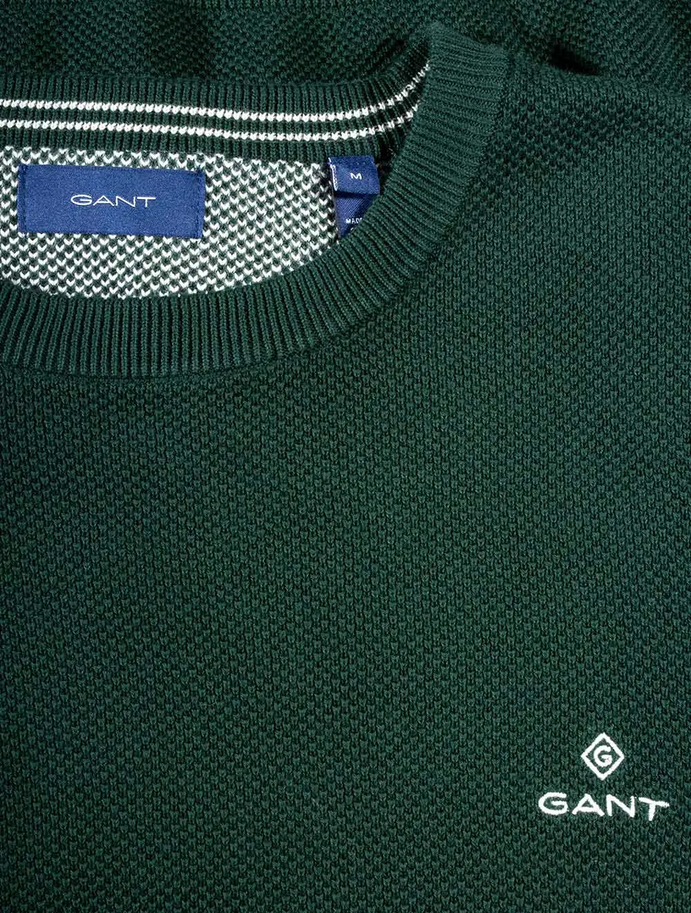 Cotton Piqué Crew Neck Sweater Tartan Green