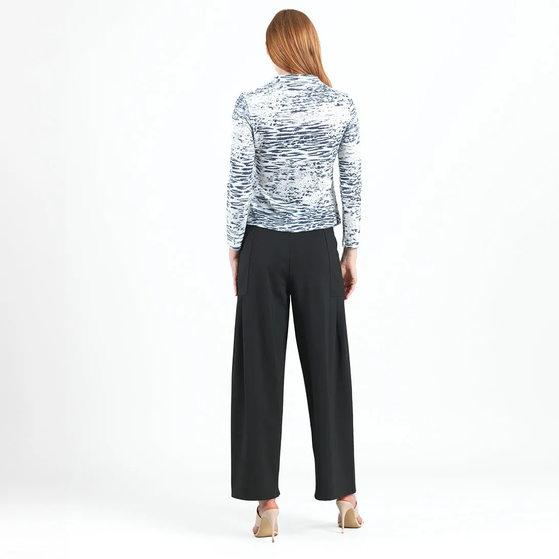 Cozy Shimmer Texture - Center Front Tie Sweater Top - Snow Leopard - Final Sale!