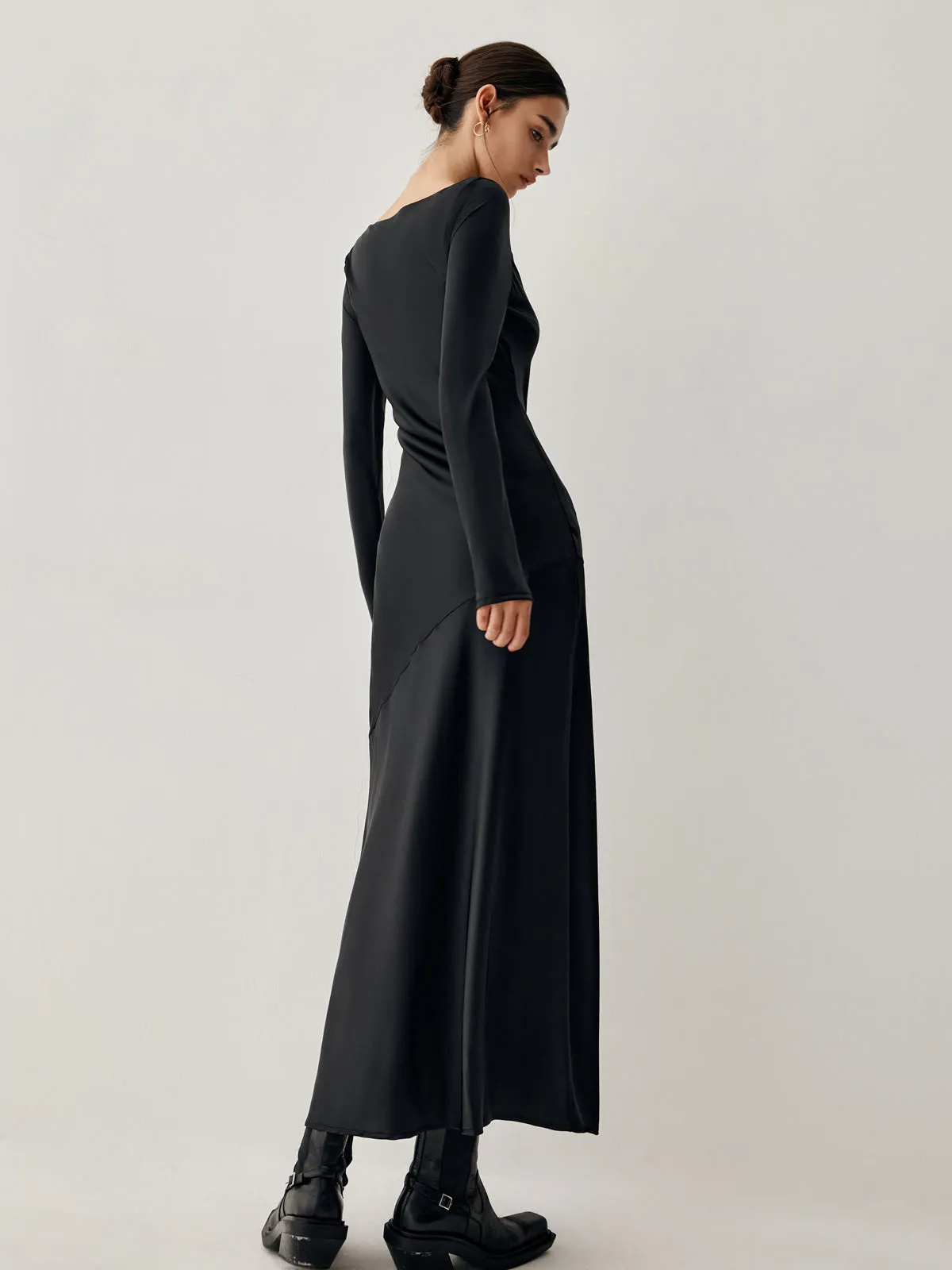 Effortless Satin Long Trendy Sleeve Long Dress