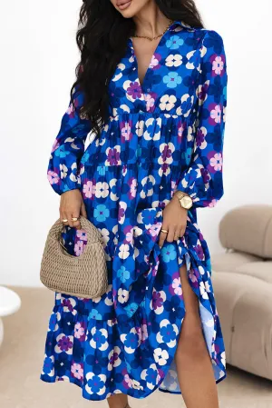 Floral Peasant Ruffle Midi Dress