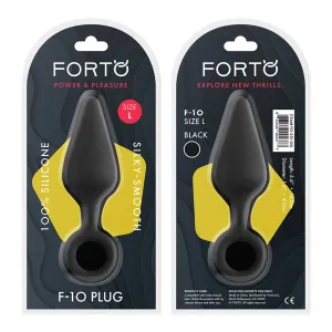 Forto F-10 Silicone Anal Plug with Pull Ring Large Black