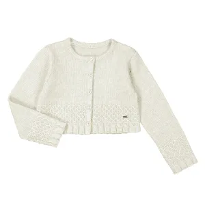 Girls Knit Cardigan- Natural