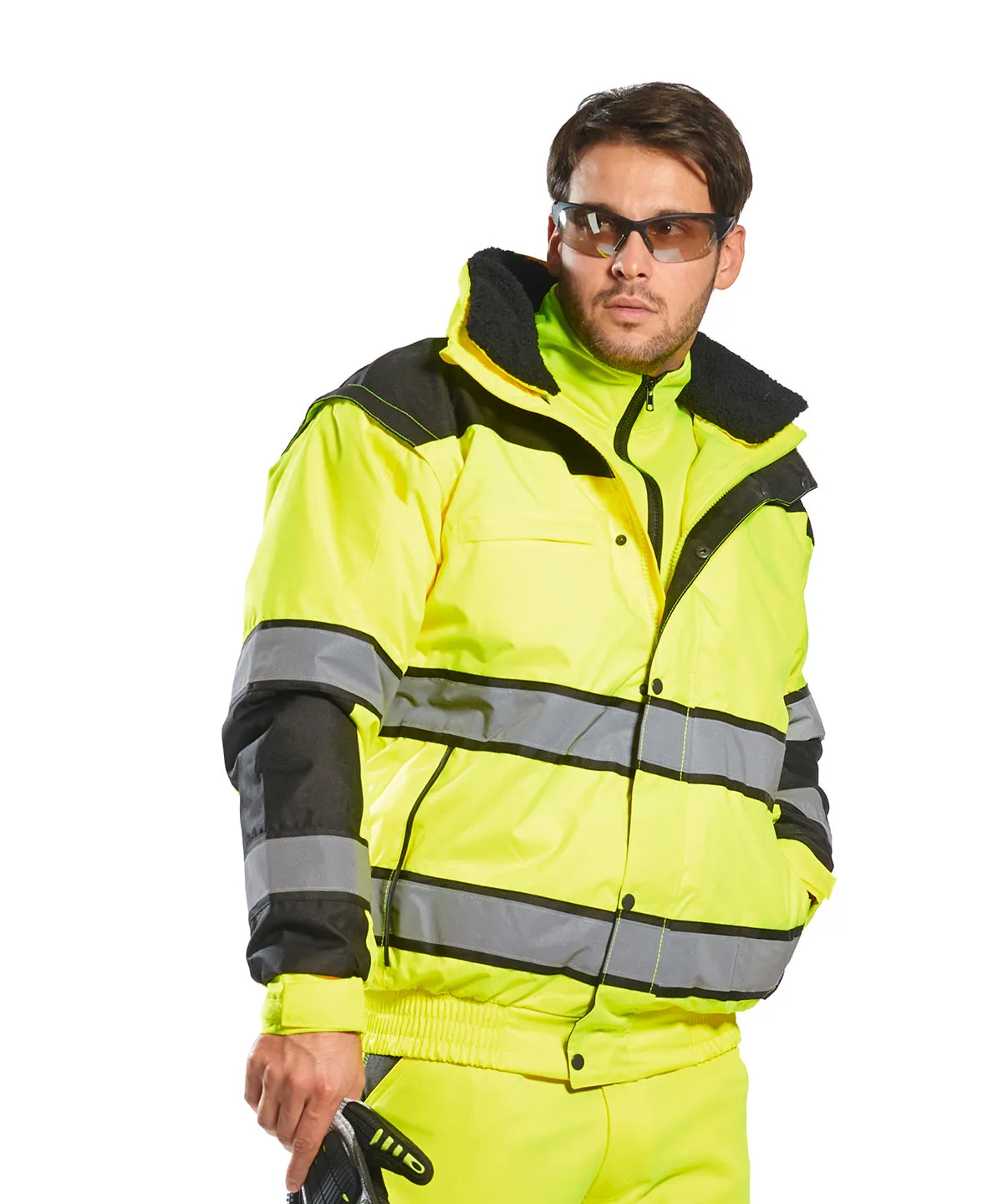 Hi-vis classic bomber jacket (C466) | Orange/Black