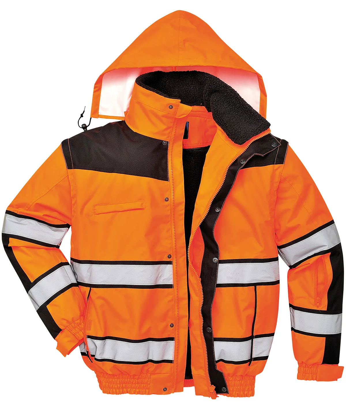 Hi-vis classic bomber jacket (C466) | Orange/Black