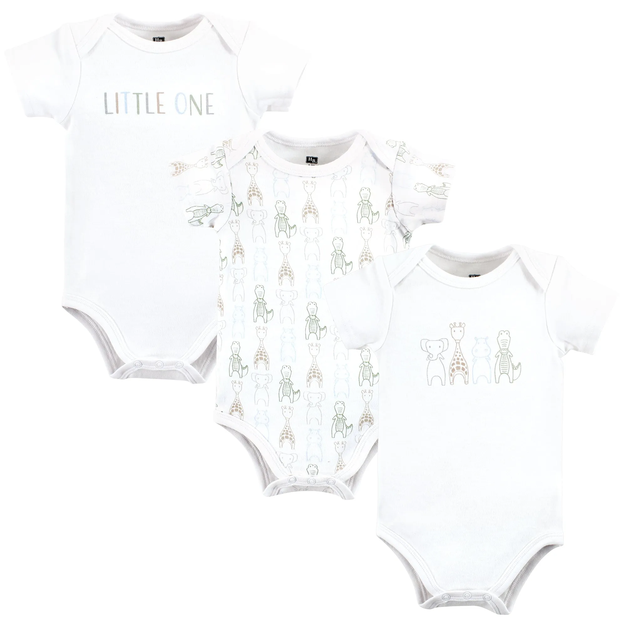 Hudson Baby Cotton Bodysuits, Safari Friends