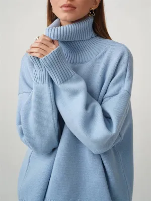 Joskaa Oversize Women Turtleneck Sweater Vintage Pullover Jumper Loose Ladies Pullover Jumper Winter Warm Knit Sweaters For Women 2024