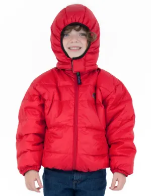 Kids Down Hooded Jacket - Engine Red