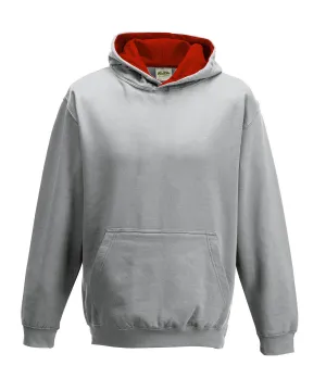 Kids varsity hoodie | Heather Grey/Fire Red