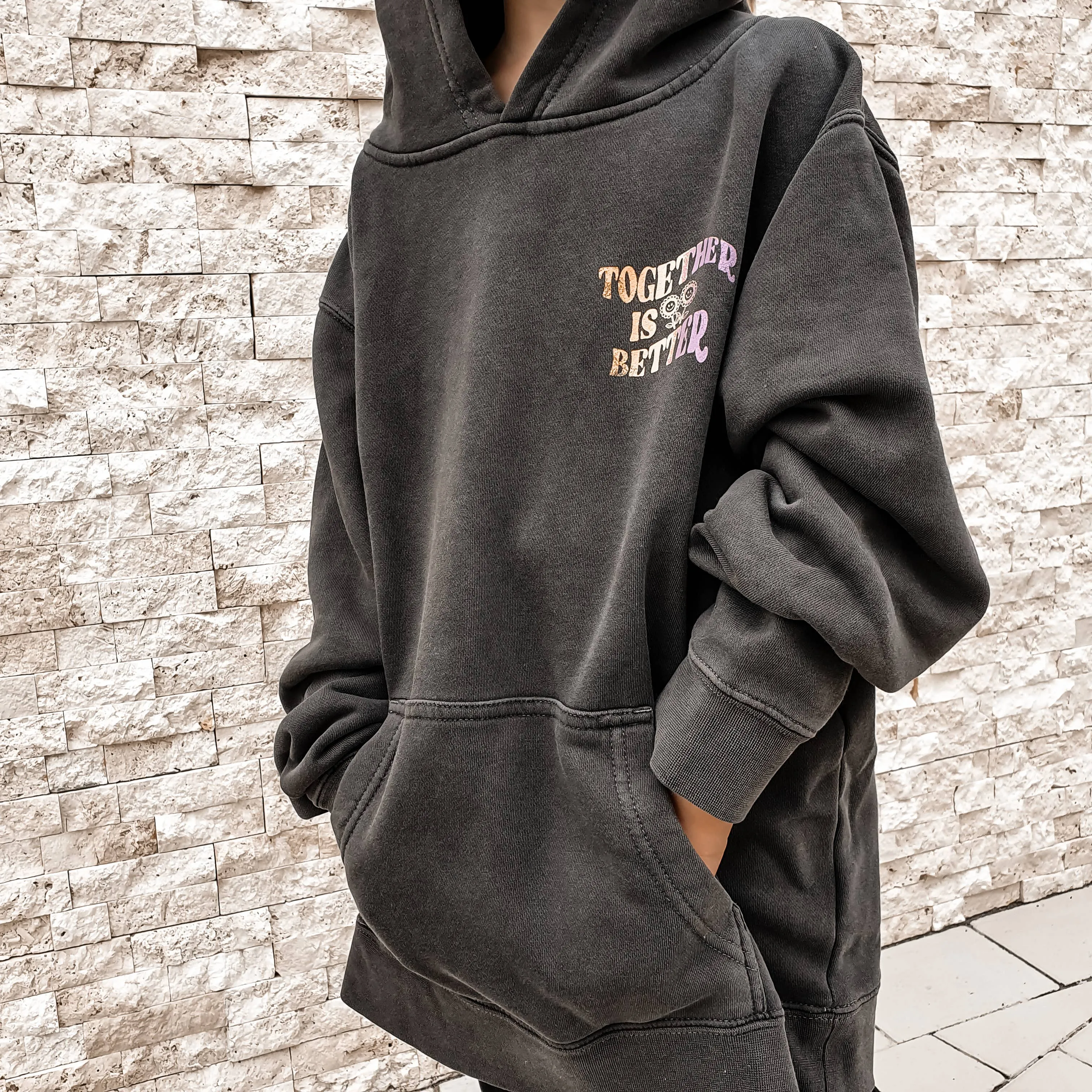 Kids Vintage Charcoal Together Hoodie