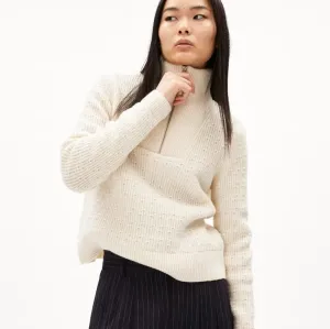 LAST ONE in L - Tulipaa Knitted Zipper Jumper - Oatmilk