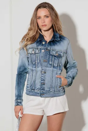 Light Denim Blue Acid Wash Denim Jacket