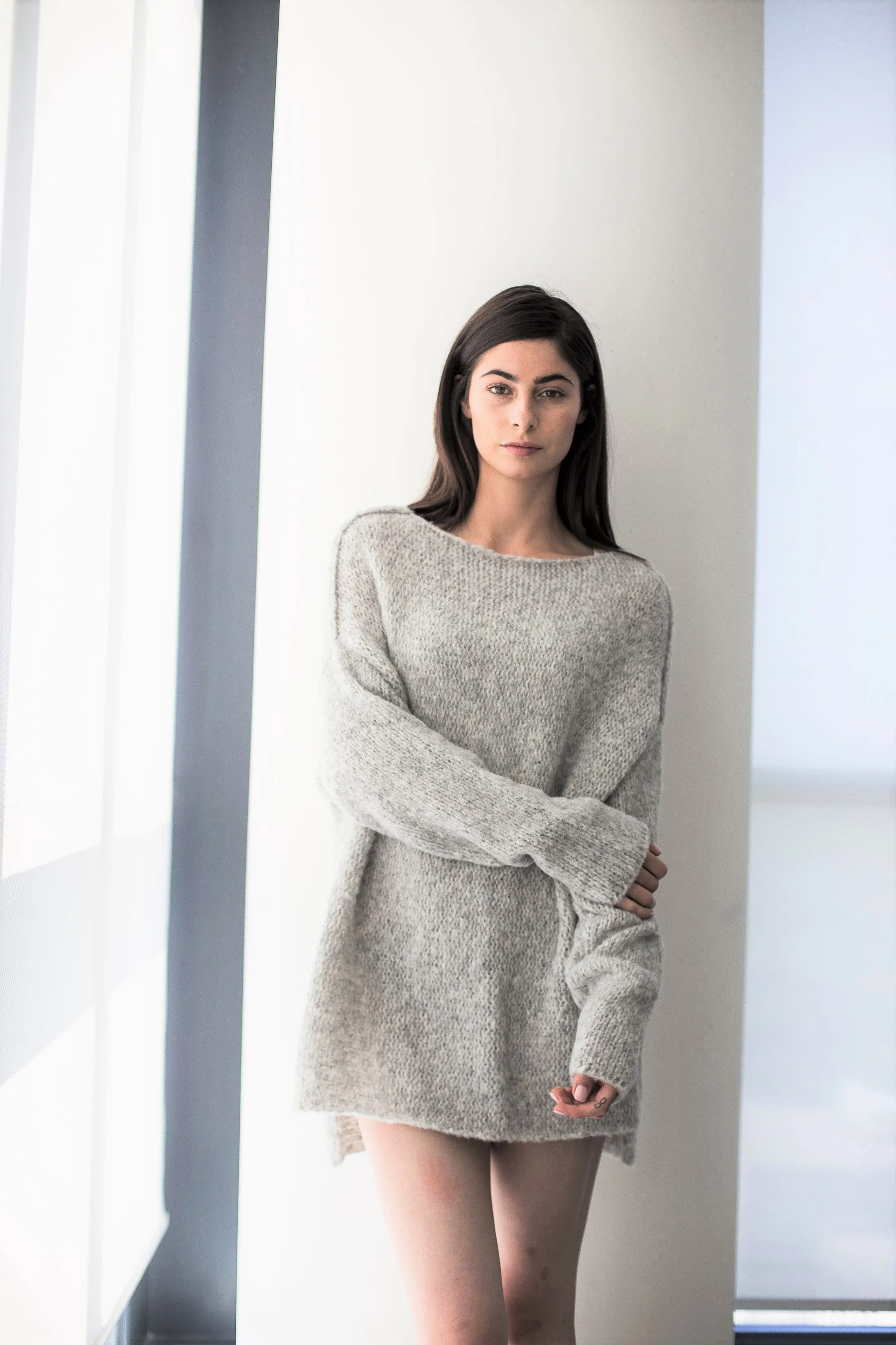 Light grey Alpaca sweater.