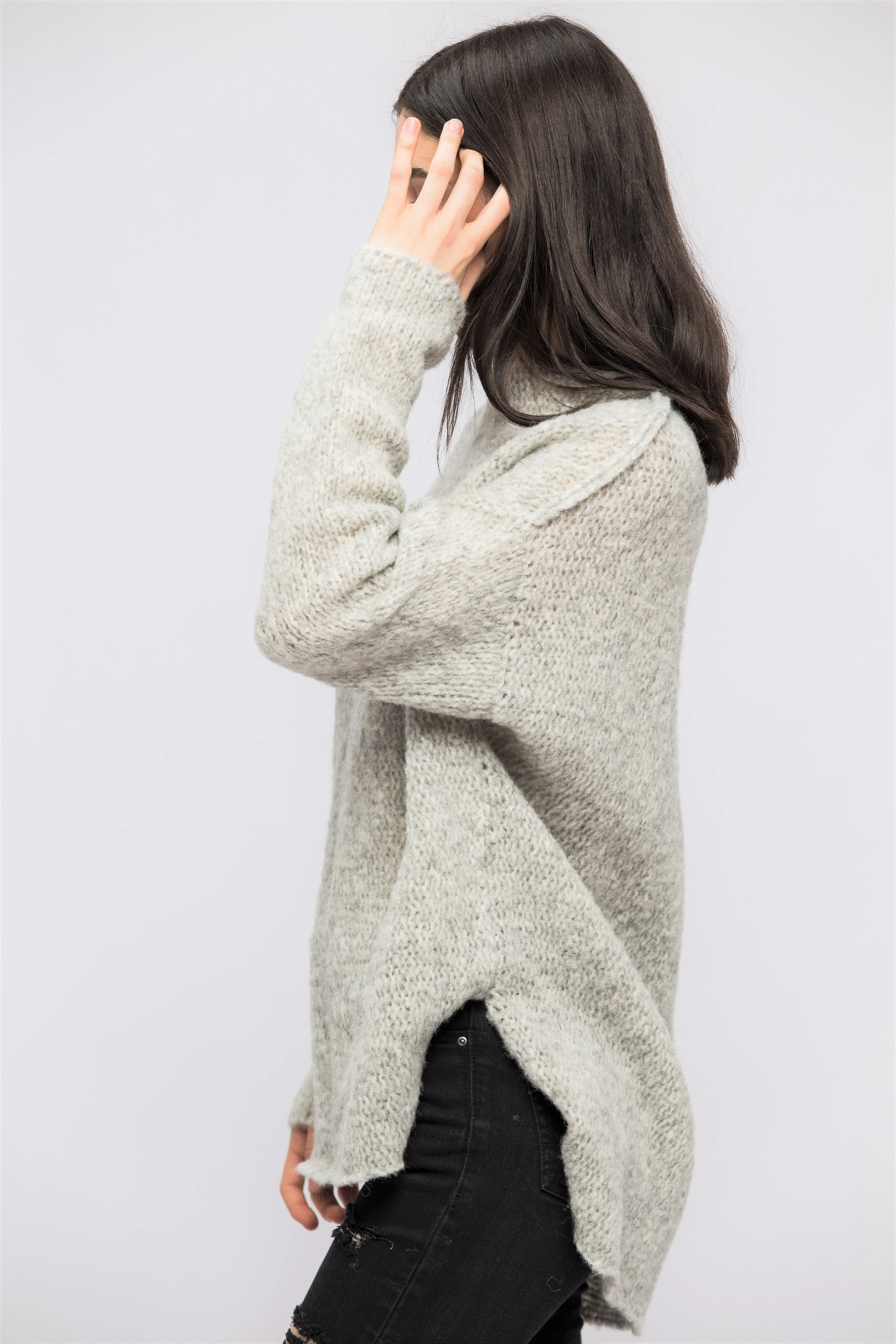 Light grey Alpaca sweater.