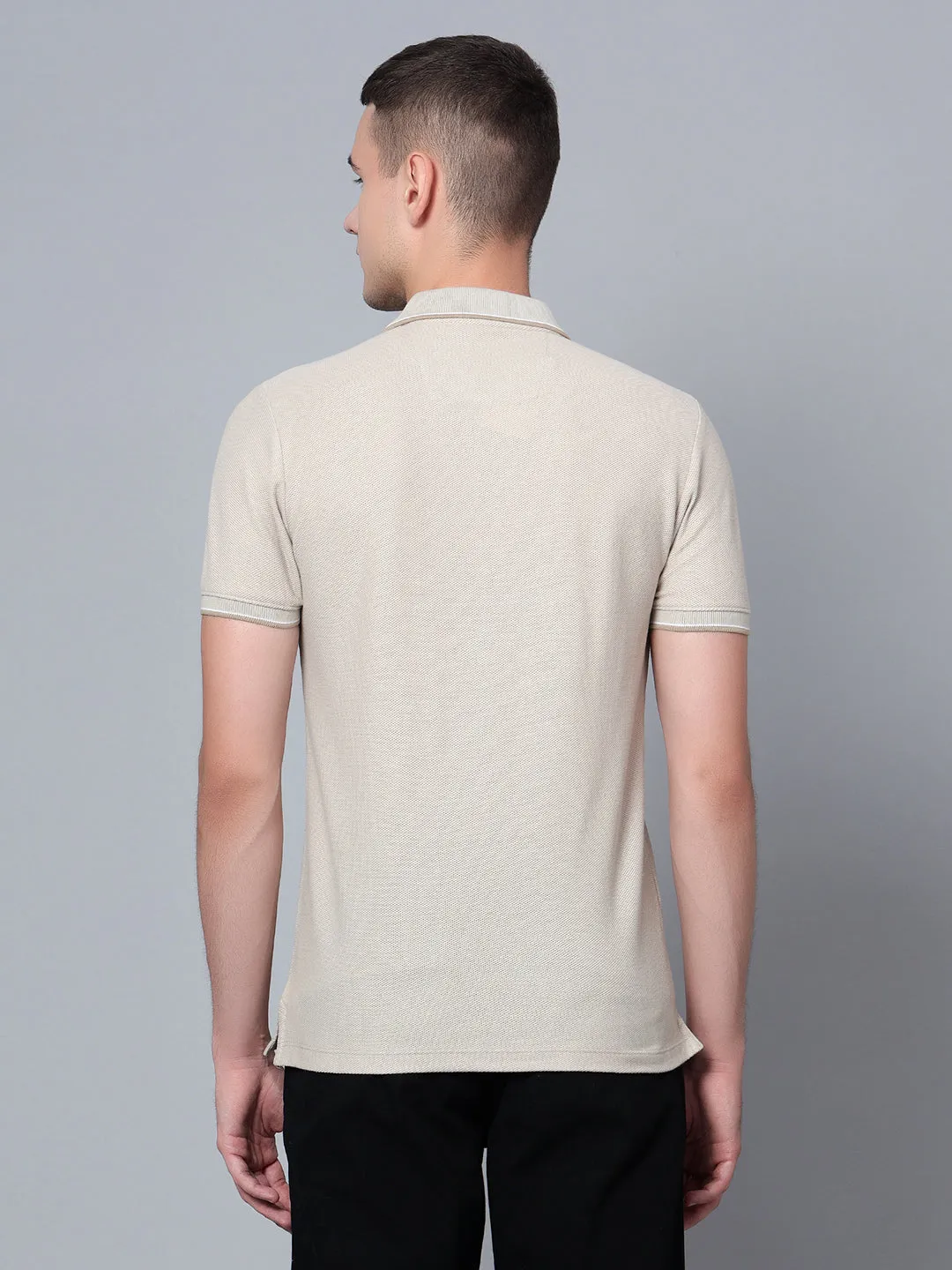 Men Beige Polo T-Shirt