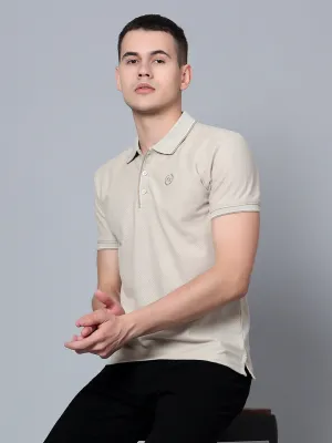 Men Beige Polo T-Shirt