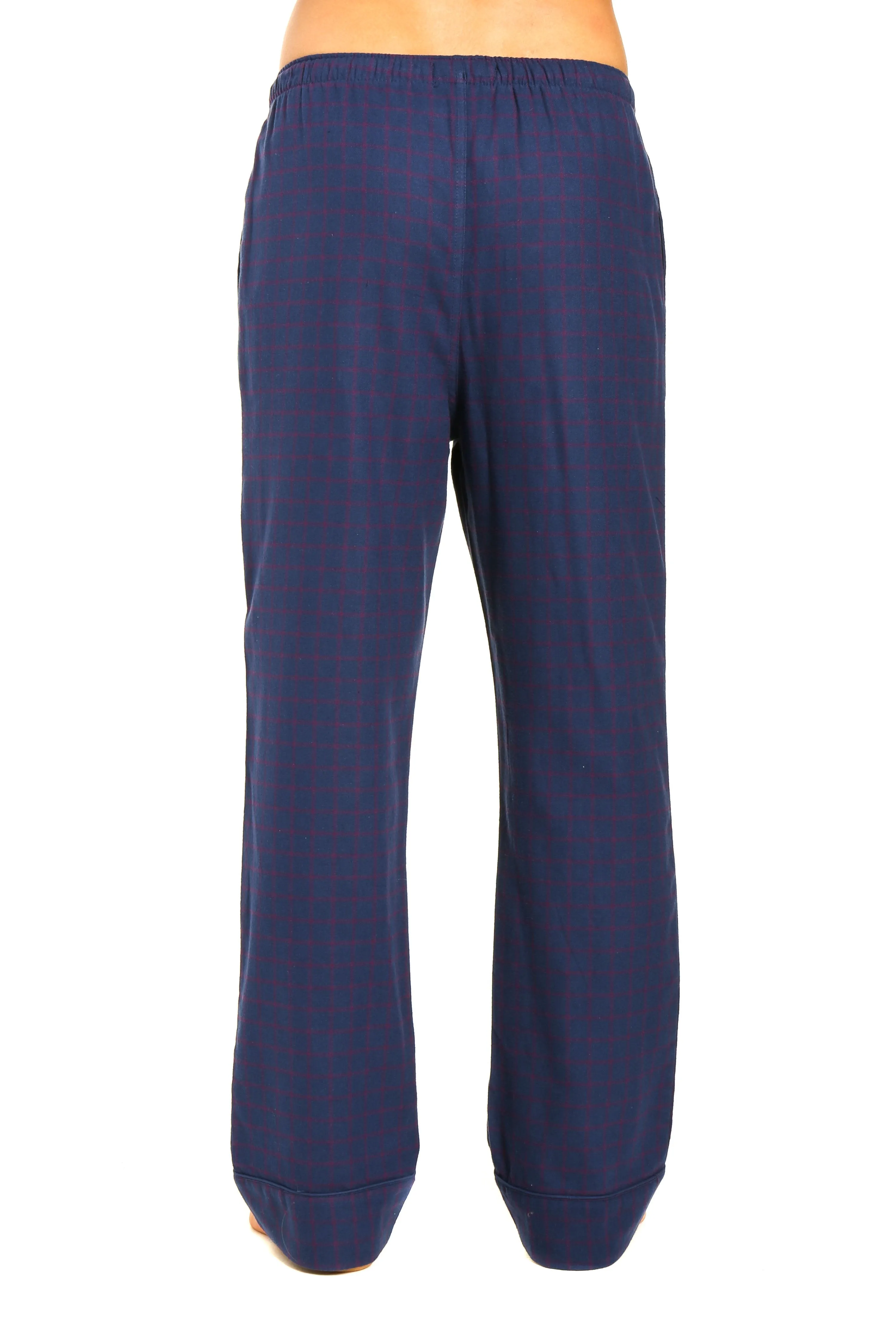 Mens Gingham 100% Cotton Flannel Lounge Pants - Checks - Dark Blue