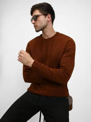 Men's Long Sleeves Cable Knit Acrylic Pullover Sweater