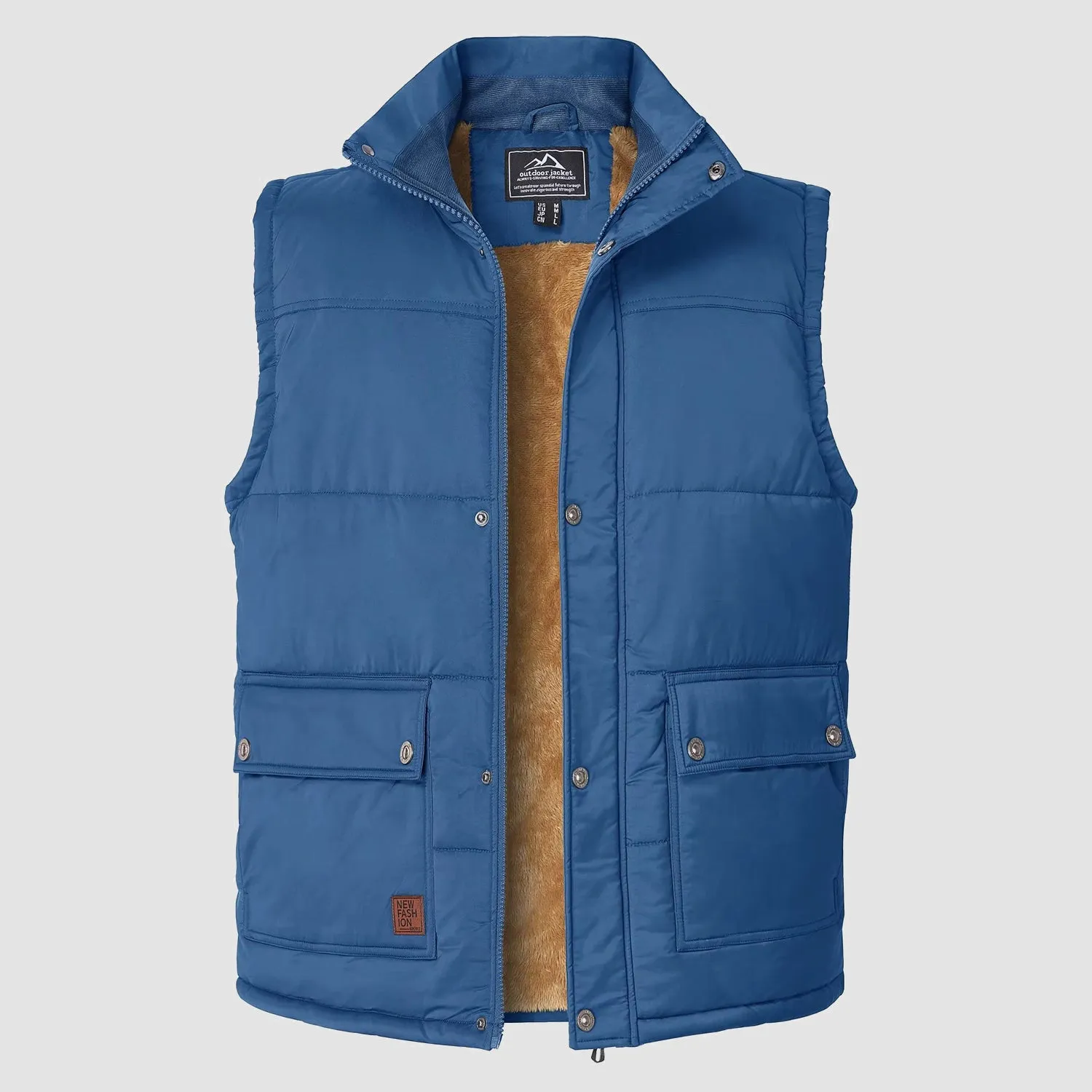 Men's Padded Vest Warm Fleece Lined Sleeveless Jacket