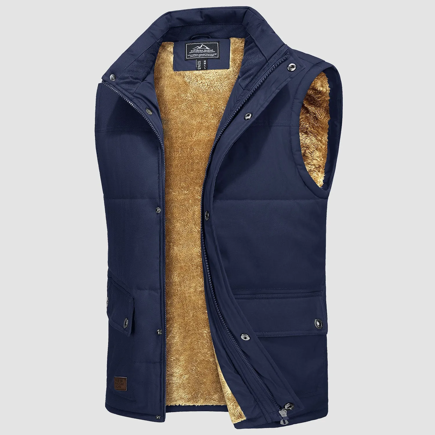 Men's Padded Vest Warm Fleece Lined Sleeveless Jacket