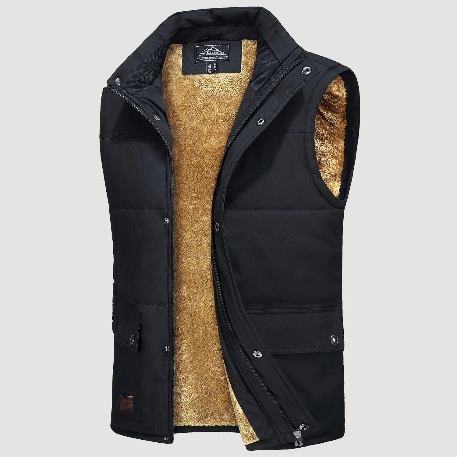 Men's Padded Vest Warm Fleece Lined Sleeveless Jacket