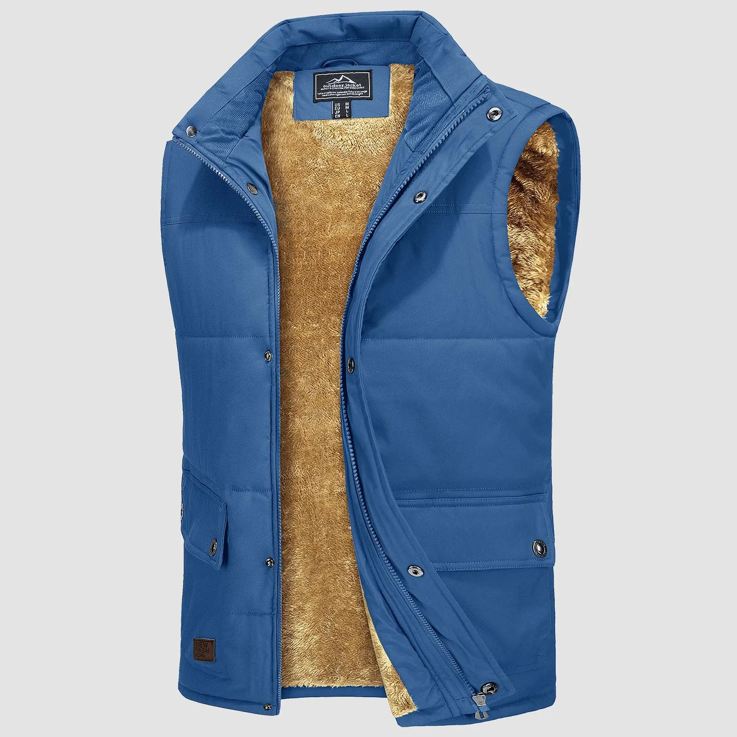 Men's Padded Vest Warm Fleece Lined Sleeveless Jacket