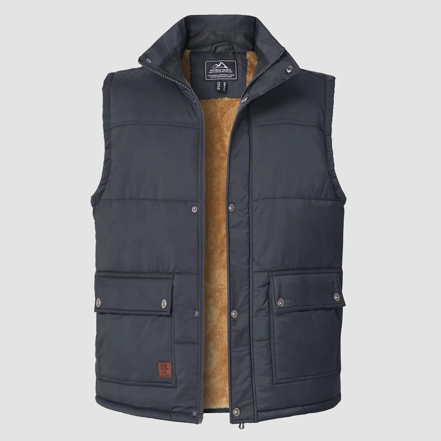 Men's Padded Vest Warm Fleece Lined Sleeveless Jacket